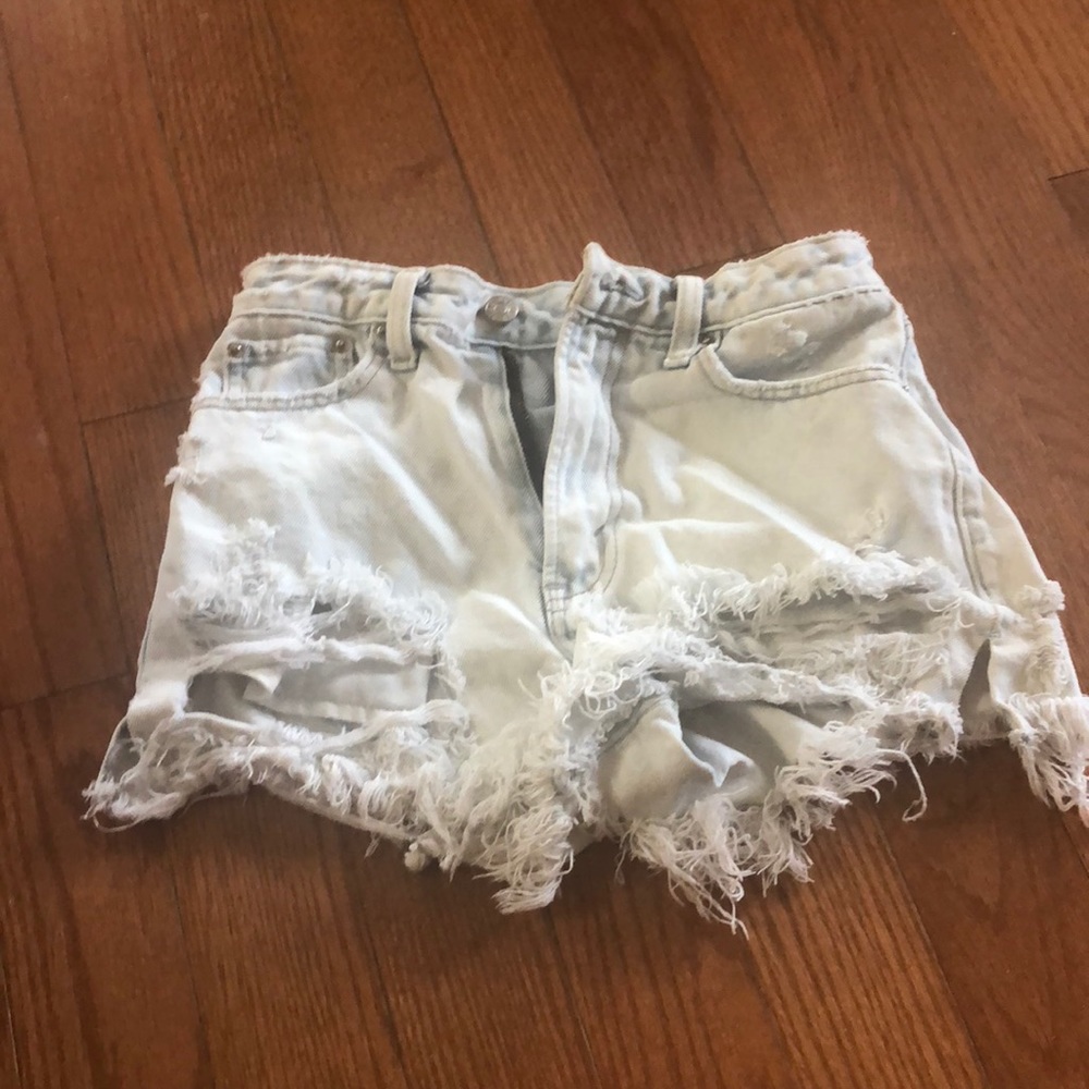 light wash jean shorts
